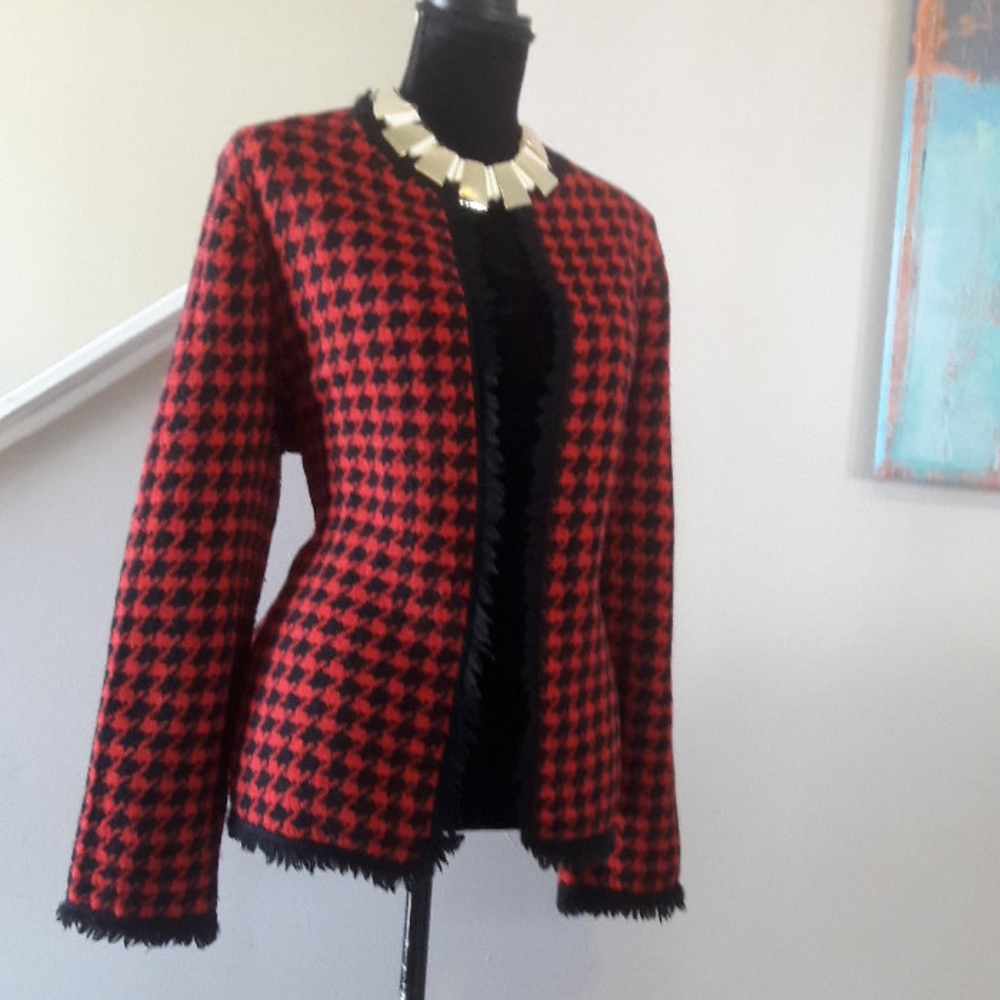 Noviveavix/Red/Black/ Houndstooth/ Wool Blazer - Picture 5 of 8